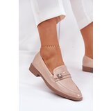 Boto Lacquered Women's Moccasins With Decorative Buckle Beige Mollan | Shoptok.si