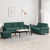 vidaXL Sedežna garnitura 3-delna z blazinami temno zelen žamet Cene