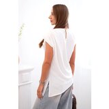 Kesi Włoski Elegant women's blouse with ruffles and asymmetrical cut ecru | shoptok.hr