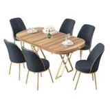 Hanah home set trpezarijski sto i 6 stolica lai light walnut gold anthracite | ePonuda.com