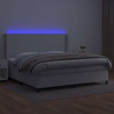  Box spring s madracem LED bijeli 200x200 cm umjetna koža | shoptok.hr