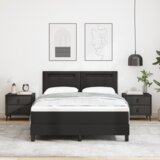 vidaXL Postelja s vzmetjo in vzmetnico v črni barvi, 160 x 200 cm, umetno usnje | Shoptok.si