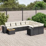 vidaXL 10-dijelni set vrtnih sofa s jastucima crni od poliratana | shoptok.hr