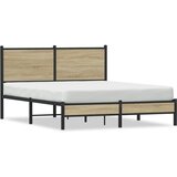 vidaXL Kovinski posteljni okvir z vzglavjem sonoma hrast 140x200 cm Cene