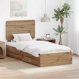  Krevetna konstrukcija s ladicama Umjetnički hrast 90 x 190 cm Smeđa 193 x 93 x 100 cm | shoptok.hr