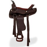 vidaXL Western sedlo, uzda in oprsnica pravo usnje 13" rjave barve | Shoptok.si