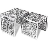  Dve Kvadratni Mizici Aluminij Srebrne Barve | Shoptok.si