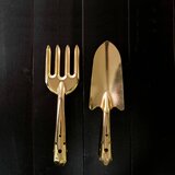 Esschert Design set vrtnog alata lopatica i grablje, pozlaćeni, 2 dijela Slike