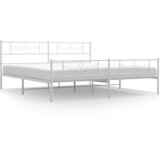  The Living Store Kovinski posteljni okvir z vzglavjem in vznožjem bel 183x213 cm - Posteljni Okvir, (21450150) | Shoptok.si
