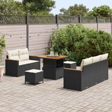  Sjedeća garnitura za vrt 10 kom. 7-Broj sjedala Crna i Krema 204 x 179 x 85 cm | shoptok.hr