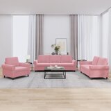  3-dijelni set sofa s jastucima ružičasti baršunasti | shoptok.hr