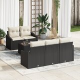 vidaXL 6-delni vrtni kavč set z blazinami črno poli ratan | Shoptok.si