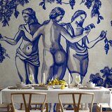  Foto tapeta - Ancient vineyard - three women in a portal painted with blue ink 196x140 Samoljepljiva | shoptok.hr