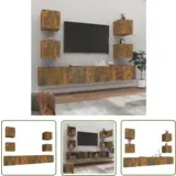 The Living Store Komplet TV omaric 6-delni dimljen hrast inženirski les - Komplet TV Omaric, (21738397)