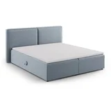 Svetlo modra boxspring postelja s prostorom za shranjevanje 160x200 cm Arendal –