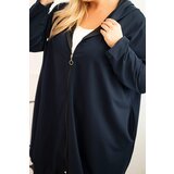 Kesi Women's Plus Size cotton hoodie with a zipper navy | shoptok.hr