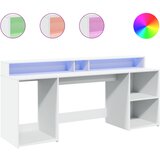 Maison Chic Pisalna miza - pisarniška miza - Računalniška miza z LED lučkami bela 200x55x91 cm inženirski les, (21785292) Cene