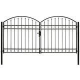  Dvojna vrata za ograjo zaobljena jeklo 300x150 cm črna | Shoptok.si