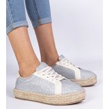 Gemre Silver women's espadrilles decorated with glitter Taredo | ePonuda.com