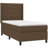  Box spring postelja z vzmetnico temno rjava 90x200 cm blago, (20899680) | Shoptok.si
