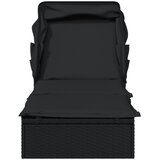 LEŽAJ za sunčanje sklopivi krov crni 213 x 63 x 97 cm poliratan | shoptok.hr