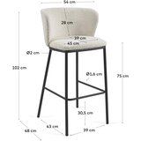 Kave Home Beli barski stoli v kompletu 2 ks (višina sedeža 75 cm) Ciselia – | Shoptok.si