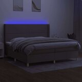  Krevet box spring s madracem LED smeđesivi 200x200 cm tkanina | shoptok.hr