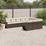  10-dijelni set vrtnih sofa od poliratana s jastucima smeđi | shoptok.hr