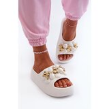 Kesi Women's foam slippers with embellishments on a thick sole, white Bremavia Cene