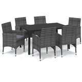  7-dijelni vrtni blagovaonski set sivi od poliratana Siva Dužina stola 150 cm | shoptok.hr