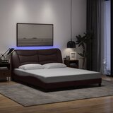  Okvir kreveta s LED-om bez madraca Hvar tamnosmeđi 160x200 cm od tkanine | shoptok.hr