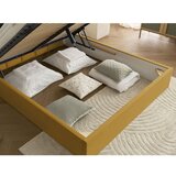 Bobochic Paris Senf žuti tapecirani bračni krevet s prostorom za odlaganje s podnicom 160x200 cm Badja – | shoptok.hr