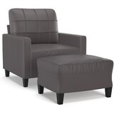  Fotelja s tabureom siva 60 cm od umjetne kože | Eponuda.com