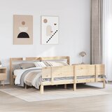Maison Chic Posteljni okvir - Dvoposteljna postelja - Zakonska postelja z vzglavjem 200x200 cm trdna borovina, (21692689) | Shoptok.si