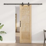  Klizna vrata Prirodna i crna 61 x 198 5 cm Masivna borovina | shoptok.hr