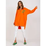 Fashion Hunters Long orange and green cotton sweatshirt with zip