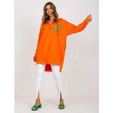 Fashion Hunters Long orange and green cotton sweatshirt with zip Cene