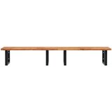  Zidna polica za umivaonik od čelika i masivnog bagremovog drva Smeđa 160 x 50 x 2 cm | Shoptok.si