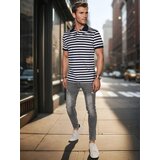 DStreet Koszulka męska polo w paski niebieska | Shoptok.si