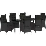  Set od 7 komada vrtne blagovaonice s jastučićima Crni Poli Ratan | shoptok.hr