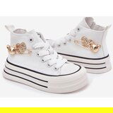 Boto Children's High Sneakers With Golden Decoration White Elvena | Shoptok.si