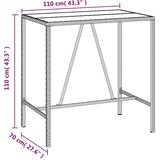  Barski stol sa staklenom pločom sivi 110x70x110 cm poliratan | shoptok.hr