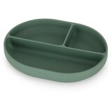 Petite&Mars Silikonski ovalni tanjur s odjeljcima i vakuumom 6 m+ Take&Match, Misty Green | shoptok.hr