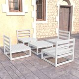Maison Chic Seti vrtnega pohištva - Vrtna garnitura - Vrtni pohištvo set 5-delna bela trdna borovina, (21817325) | Shoptok.si