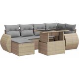 Maison Chic Seti vrtnega pohištva - Vrtna garnitura - Vrtni pohištvo set 7-delna z blazinami bež poli ratan, (21807030) | Shoptok.si
