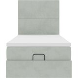vidaXL Otomanski posteljni okvir z vzmetnicami siv 90x190cm žamet | Shoptok.si