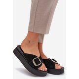 Zazoo Women's Suede Slides With Buckle On Platform Black 3019 | Shoptok.si