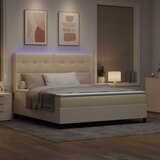  LED Box Spring Krevet s uzglavljem Krema 180 x 200 cm tkanina | Eponuda.ba
