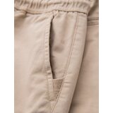 Ombre Men's cotton cargo shorts with elastic waistband - beige | ePonuda.com