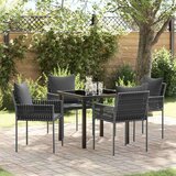 vidaXL Set 3 Črna, Temno siva PE ratan Standard Trden Zunanji stol | Shoptok.si